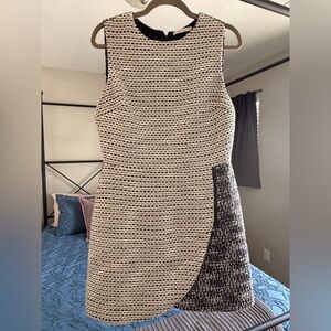 Alice + Olivia Black and White Textured Mini Sheath Dress
